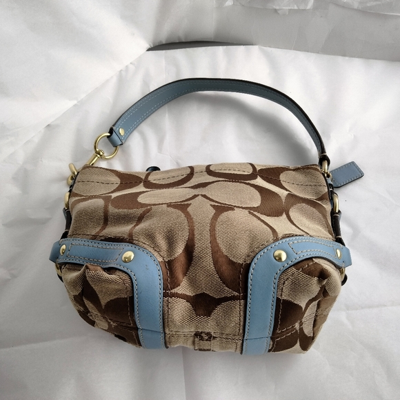 COACH Blue/Brown signature Vintage Handbag - Picture 15 of 15